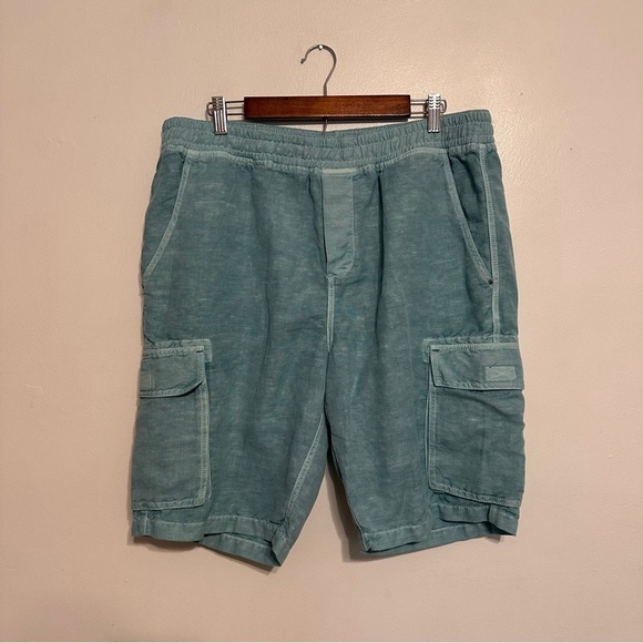 Carbon2Cobalt Linen Blend Cargo Garment Dyed Blue Shorts Mens Large - Picture 1 of 5